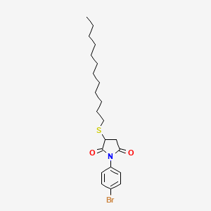 molecular formula C22H32BrNO2S B2423504 1-(4-bromophenyl)-3-(dodecylsulfanyl)dihydro-1H-pyrrole-2,5-dione CAS No. 331461-21-3