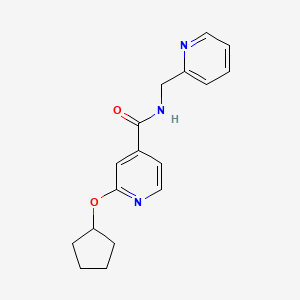 molecular formula C17H19N3O2 B2423507 2-(cyclopentyloxy)-N-(pyridin-2-ylmethyl)isonicotinamide CAS No. 2034492-66-3