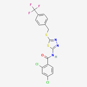 molecular formula C17H10Cl2F3N3OS2 B2423510 2,4-dichloro-N-[5-[[4-(trifluoromethyl)phenyl]methylsulfanyl]-1,3,4-thiadiazol-2-yl]benzamide CAS No. 392301-53-0