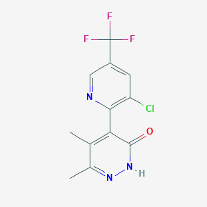 molecular formula C12H9ClF3N3O B2423511 4-[3-Chloro-5-(trifluoromethyl)-2-pyridinyl]-5,6-dimethyl-3-pyridazinol CAS No. 672949-17-6