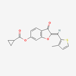 (Z)-2-((3-methylthiophen-2-yl)methylene)-3-oxo-2,3-dihydrobenzofuran-6-yl cyclopropanecarboxylate
