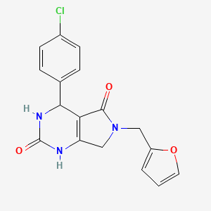 molecular formula C17H14ClN3O3 B2423531 4-(4-chlorophenyl)-6-(furan-2-ylmethyl)-3,4,6,7-tetrahydro-1H-pyrrolo[3,4-d]pyrimidine-2,5-dione CAS No. 946218-56-0