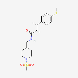 molecular formula C17H24N2O3S2 B2423532 (E)-N-((1-(methylsulfonyl)piperidin-4-yl)methyl)-3-(4-(methylthio)phenyl)acrylamide CAS No. 1303084-50-5