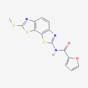 molecular formula C14H9N3O2S3 B2423536 N-(7-(metiltio)benzo[1,2-d:4,3-d']bis(tiazol)-2-il)furan-2-carboxamida CAS No. 477503-41-6