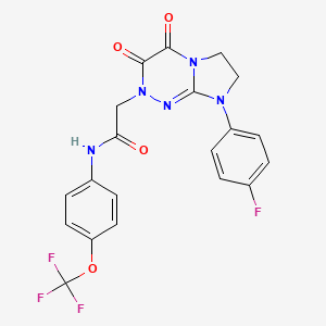 molecular formula C20H15F4N5O4 B2423537 2-(8-(4-氟苯基)-3,4-二氧代-3,4,7,8-四氢咪唑并[2,1-c][1,2,4]三嗪-2(6H)-基)-N-(4-(三氟甲氧基)苯基)乙酰胺 CAS No. 941976-34-7