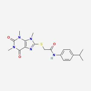 molecular formula C19H23N5O3S B2423546 N-(4-propan-2-ylphenyl)-2-(1,3,9-trimethyl-2,6-dioxopurin-8-yl)sulfanylacetamide CAS No. 897453-75-7