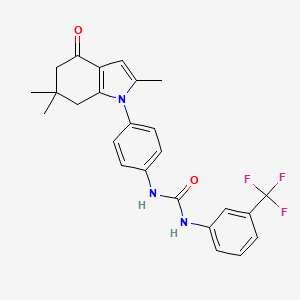 ((3-(trifluoromethyl)phenyl)amino)-N-(4-(2,6,6-trimethyl-4-oxo(5,6,7-trihydroindolyl))phenyl)formamide