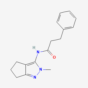 molecular formula C16H19N3O B2423553 N-{2-methyl-2H,4H,5H,6H-cyclopenta[c]pyrazol-3-yl}-3-phenylpropanamide CAS No. 1203408-62-1