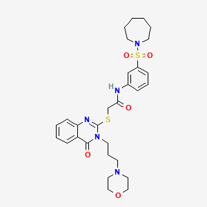 molecular formula C29H37N5O5S2 B2423554 N-[3-(azepan-1-ylsulfonyl)phenyl]-2-[3-(3-morpholin-4-ylpropyl)-4-oxoquinazolin-2-yl]sulfanylacetamide CAS No. 749889-38-1