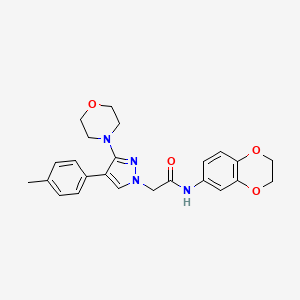 molecular formula C24H26N4O4 B2423565 N-(2,3-dihydrobenzo[b][1,4]dioxin-6-yl)-2-(3-morpholino-4-(p-tolyl)-1H-pyrazol-1-yl)acetamide CAS No. 1286703-38-5