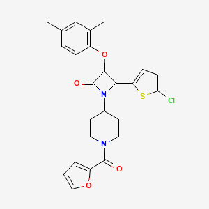molecular formula C25H25ClN2O4S B2423570 4-(5-Chlorothiophen-2-yl)-3-(2,4-dimethylphenoxy)-1-[1-(furan-2-carbonyl)piperidin-4-yl]azetidin-2-one CAS No. 1211318-14-7