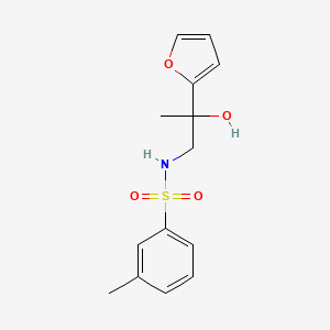 molecular formula C14H17NO4S B2423572 N-(2-(furan-2-yl)-2-hydroxypropyl)-3-methylbenzenesulfonamide CAS No. 1396846-32-4