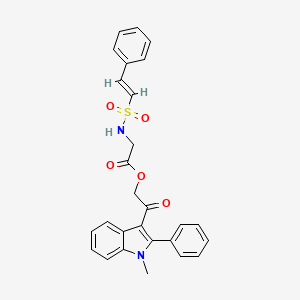 molecular formula C27H24N2O5S B2423574 [2-(1-methyl-2-phenylindol-3-yl)-2-oxoethyl] 2-[[(E)-2-phenylethenyl]sulfonylamino]acetate CAS No. 731796-87-5