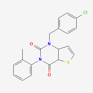 molecular formula C20H15ClN2O2S B2423575 1-[(4-chlorophenyl)methyl]-3-(2-methylphenyl)-1H,2H,3H,4H-thieno[3,2-d]pyrimidine-2,4-dione CAS No. 1326817-05-3
