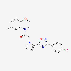 molecular formula C23H19FN4O3 B2423576 4-({2-[3-(4-fluorophenyl)-1,2,4-oxadiazol-5-yl]-1H-pyrrol-1-yl}acetyl)-6-methyl-3,4-dihydro-2H-1,4-benzoxazine CAS No. 1260919-10-5