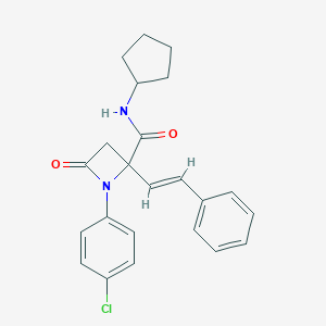 1-(4-chlorophenyl)-N-cyclopentyl-4-oxo-2-[(E)-2-phenylethenyl]-2-azetidinecarboxamide