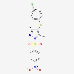 4-((4-chlorophenyl)thio)-3,5-dimethyl-1-((4-nitrophenyl)sulfonyl)-1H-pyrazole
