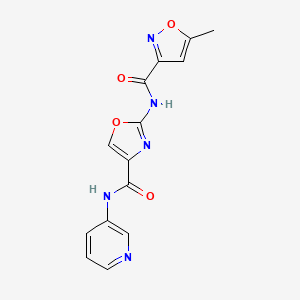 molecular formula C14H11N5O4 B2423598 5-甲基-N-(4-(吡啶-3-基甲酰氨基)恶唑-2-基)异恶唑-3-甲酰胺 CAS No. 1421484-92-5