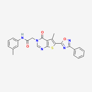 molecular formula C24H19N5O3S B2423602 2-(5-methyl-4-oxo-6-(3-phenyl-1,2,4-oxadiazol-5-yl)thieno[2,3-d]pyrimidin-3(4H)-yl)-N-(m-tolyl)acetamide CAS No. 1243009-69-9