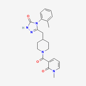 molecular formula C22H25N5O3 B2423611 1-甲基-3-(4-((5-氧代-4-(邻甲苯基)-4,5-二氢-1H-1,2,4-三唑-3-基)甲基)哌啶-1-羰基)吡啶-2(1H)-酮 CAS No. 2034475-07-3