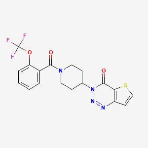 molecular formula C18H15F3N4O3S B2423614 3-(1-(2-(三氟甲氧基)苯甲酰)哌啶-4-基)噻吩并[3,2-d][1,2,3]三嗪-4(3H)-酮 CAS No. 2034559-22-1