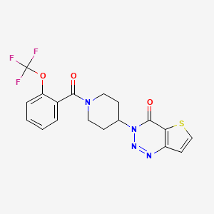 molecular formula C18H15F3N4O3S B2423614 3-(1-(2-(三氟甲氧基)苯甲酰基)哌啶-4-基)噻吩并[3,2-d][1,2,3]三嗪-4(3H)-酮 CAS No. 2034559-22-1