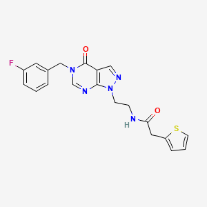 molecular formula C20H18FN5O2S B2423621 N-(2-(5-(3-氟苄基)-4-氧代-4,5-二氢-1H-吡唑并[3,4-d]嘧啶-1-基)乙基)-2-(噻吩-2-基)乙酰胺 CAS No. 921990-76-3
