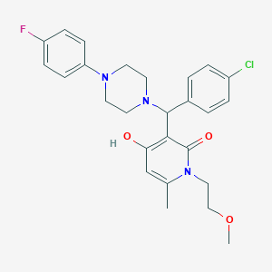 molecular formula C26H29ClFN3O3 B2423627 3-((4-chlorophényl)(4-(4-fluorophényl)pipérazin-1-yl)méthyl)-4-hydroxy-1-(2-méthoxyéthyl)-6-méthylpyridin-2(1H)-one CAS No. 897735-17-0