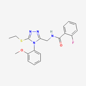 N-[[5-ethylsulfanyl-4-(2-methoxyphenyl)-1,2,4-triazol-3-yl]methyl]-2-fluorobenzamide