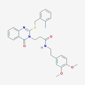 N-[2-(3,4-dimethoxyphenyl)ethyl]-3-(2-{[(2-methylphenyl)methyl]sulfanyl}-4-oxo-3,4-dihydroquinazolin-3-yl)propanamide