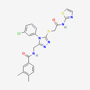 molecular formula C23H21ClN6O2S2 B2423673 N-((4-(3-chlorophenyl)-5-((2-oxo-2-(thiazol-2-ylamino)ethyl)thio)-4H-1,2,4-triazol-3-yl)methyl)-3,4-dimethylbenzamide CAS No. 391939-37-0