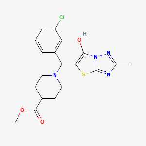 Methyl 1-((3-chlorophenyl)(6-hydroxy-2-methylthiazolo[3,2-b][1,2,4]triazol-5-yl)methyl)piperidine-4-carboxylate