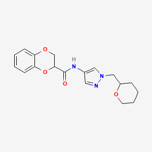 N-(1-((tetrahydro-2H-pyran-2-yl)methyl)-1H-pyrazol-4-yl)-2,3-dihydrobenzo[b][1,4]dioxine-2-carboxamide