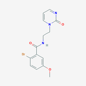 molecular formula C14H14BrN3O3 B2423677 2-bromo-5-methoxy-N-(2-(2-oxopyrimidin-1(2H)-yl)ethyl)benzamide CAS No. 2309729-66-4