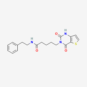 molecular formula C19H21N3O3S B2423683 5-(2,4-dioxo-1,4-dihydrothieno[3,2-d]pyrimidin-3(2H)-yl)-N-(2-phenylethyl)pentanamide CAS No. 892264-81-2