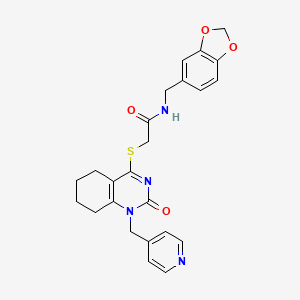 molecular formula C24H24N4O4S B2423687 N-(benzo[d][1,3]dioxol-5-ylmethyl)-2-((2-oxo-1-(pyridin-4-ylmethyl)-1,2,5,6,7,8-hexahydroquinazolin-4-yl)thio)acetamide CAS No. 899987-22-5