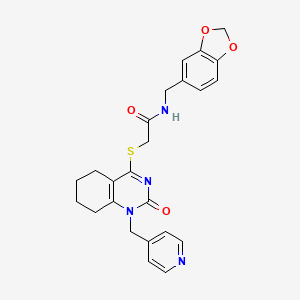 molecular formula C24H24N4O4S B2423687 N-(苯并[d][1,3]二氧杂环戊烯-5-基甲基)-2-((2-氧代-1-(吡啶-4-基甲基)-1,2,5,6,7,8-六氢喹唑啉-4-基)硫代)乙酰胺 CAS No. 899987-22-5