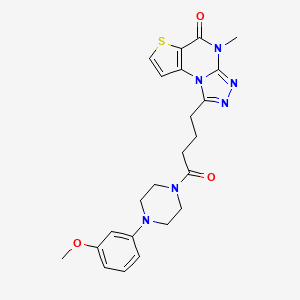 molecular formula C23H26N6O3S B2423688 1-{4-[4-(3-methoxyphenyl)piperazin-1-yl]-4-oxobutyl}-4-methylthieno[2,3-e][1,2,4]triazolo[4,3-a]pyrimidin-5(4H)-one CAS No. 887223-42-9