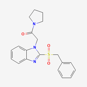 molecular formula C20H21N3O3S B2423689 2-(2-(benzylsulfonyl)-1H-benzo[d]imidazol-1-yl)-1-(pyrrolidin-1-yl)ethanone CAS No. 886905-83-5