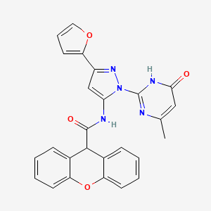 molecular formula C26H19N5O4 B2423699 N-(3-(Furan-2-yl)-1-(4-methyl-6-oxo-1,6-dihydropyrimidin-2-yl)-1H-pyrazol-5-yl)-9H-xanthene-9-carboxamide CAS No. 1207027-20-0