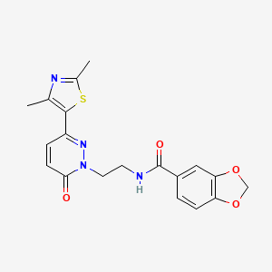 molecular formula C19H18N4O4S B2423711 N-(2-(3-(2,4-dimethylthiazol-5-yl)-6-oxopyridazin-1(6H)-yl)ethyl)benzo[d][1,3]dioxole-5-carboxamide CAS No. 1251563-77-5
