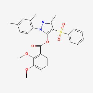 1-(2,4-dimethylphenyl)-3-methyl-4-(phenylsulfonyl)-1H-pyrazol-5-yl 2,3-dimethoxybenzoate