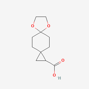 molecular formula C11H16O4 B2423721 7,10-Dioxadispiro[2.2.46.23]dodecane-2-carboxylic acid CAS No. 1645564-67-5