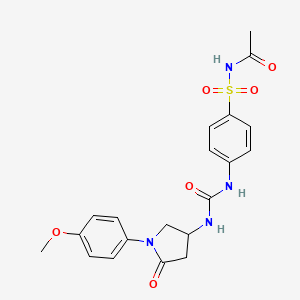 molecular formula C20H22N4O6S B2423726 N-((4-(3-(1-(4-methoxyphenyl)-5-oxopyrrolidin-3-yl)ureido)phenyl)sulfonyl)acetamide CAS No. 877640-55-6
