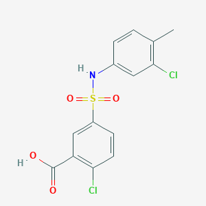 molecular formula C14H11Cl2NO4S B2423727 2-Chloro-5-[(3-chloro-4-methylphenyl)sulfamoyl]benzoic acid CAS No. 328028-05-3