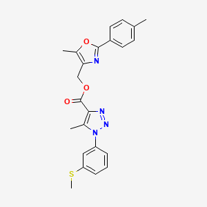 molecular formula C23H22N4O3S B2423730 (5-methyl-2-(p-tolyl)oxazol-4-yl)methyl 5-methyl-1-(3-(methylthio)phenyl)-1H-1,2,3-triazole-4-carboxylate CAS No. 946243-17-0
