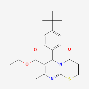 molecular formula C21H26N2O3S B2423732 ethyl 6-(4-tert-butylphenyl)-8-methyl-4-oxo-2H,3H,4H,6H-pyrimido[2,1-b][1,3]thiazine-7-carboxylate CAS No. 324564-13-8