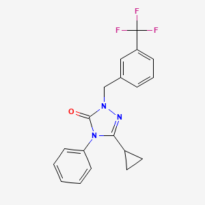 molecular formula C19H16F3N3O B2423744 3-cyclopropyl-4-phenyl-1-(3-(trifluoromethyl)benzyl)-1H-1,2,4-triazol-5(4H)-one CAS No. 1396764-71-8