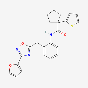 N-(2-((3-(furan-2-yl)-1,2,4-oxadiazol-5-yl)methyl)phenyl)-1-(thiophen-2-yl)cyclopentanecarboxamide