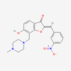 molecular formula C21H21N3O5 B2423768 (Z)-6-hydroxy-7-((4-methylpiperazin-1-yl)methyl)-2-(3-nitrobenzylidene)benzofuran-3(2H)-one CAS No. 900283-28-5